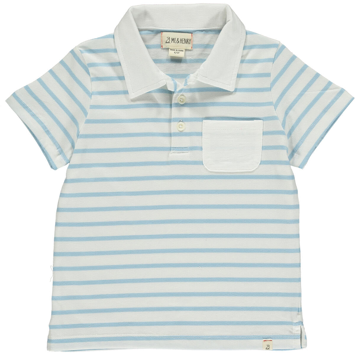 Blue and White Stripe Anchor Polo