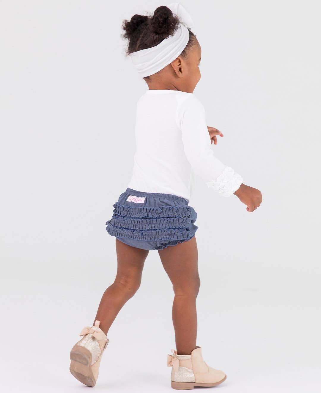 Baby Girls Faux Denim Knit RuffleButt Bloomer