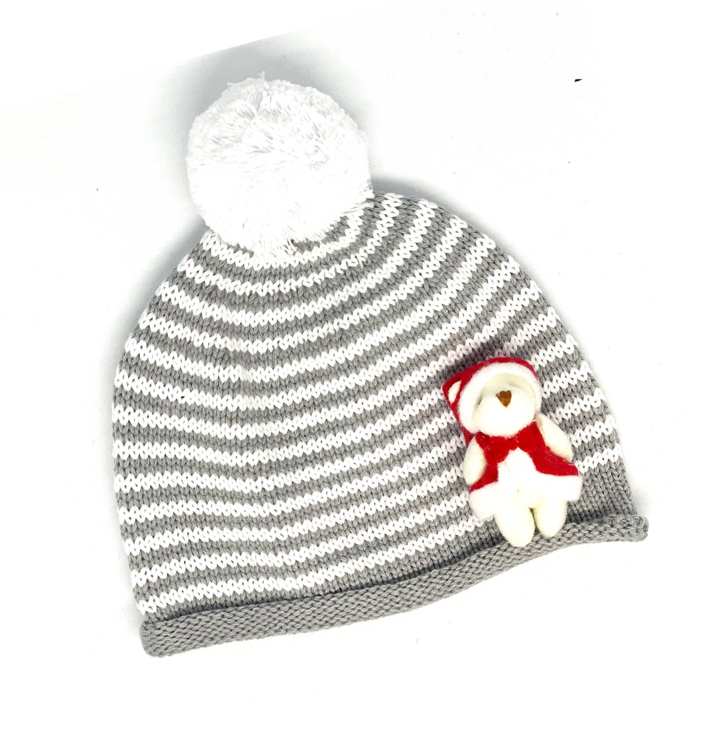 Christmas Grey Striped Bear Hat