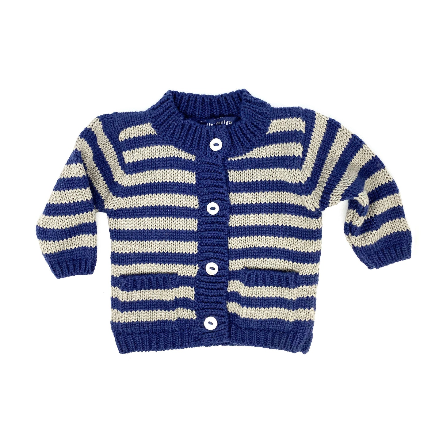 Navy & Gray Striped Cotton Cardigan
