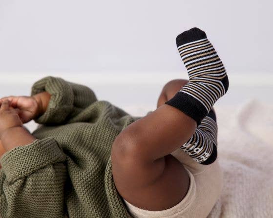 Brown Argyle, Green Stripes Baby Socks