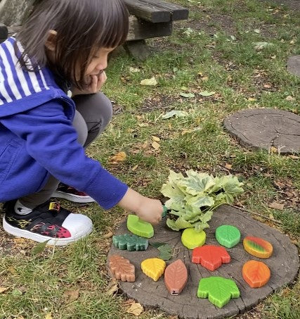 Sensory Play Stones Leaves