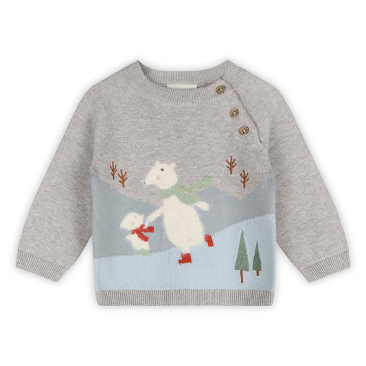 Skating Polar Bear Knit Baby Pullover
