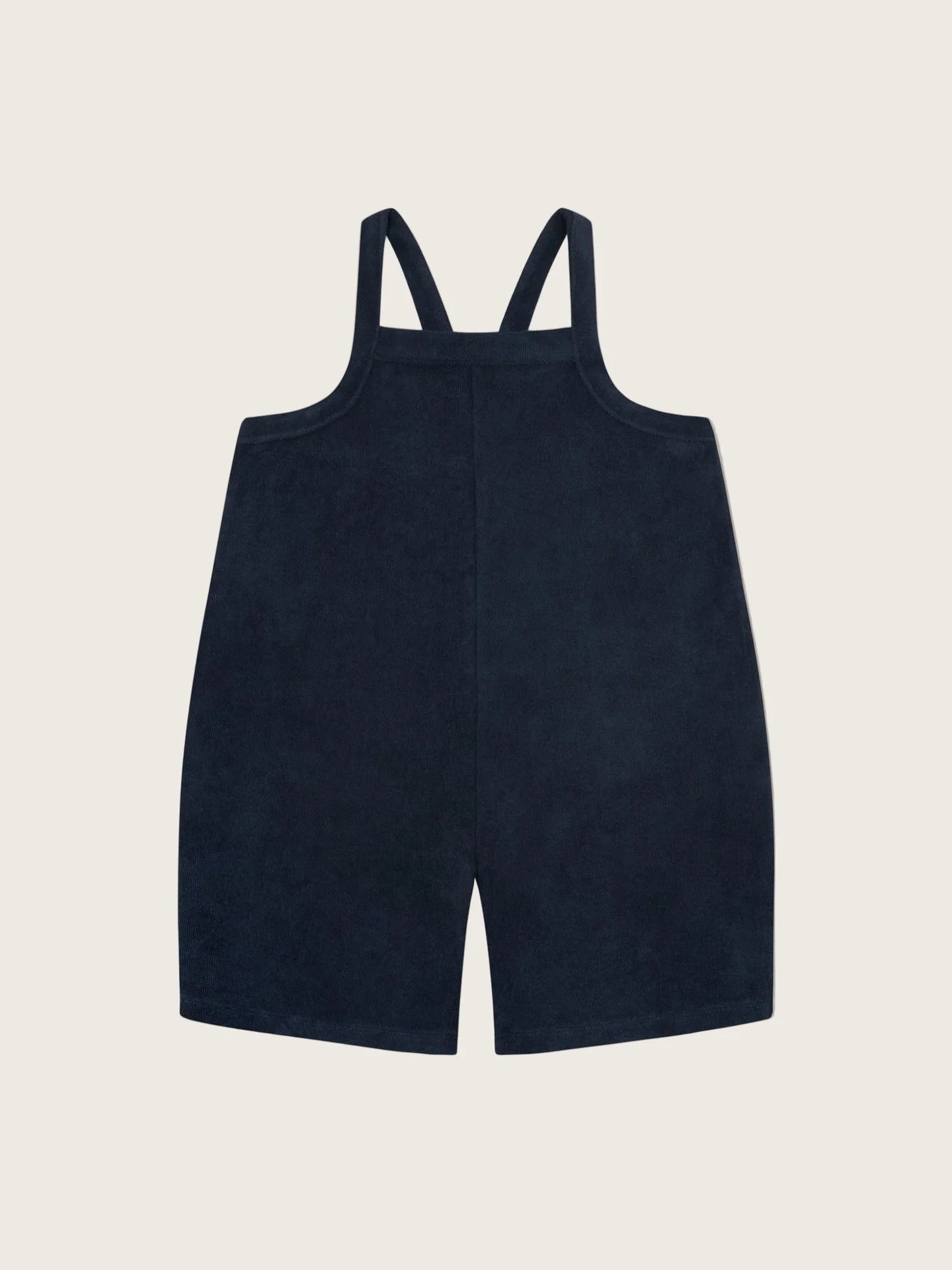 Navy Terry Cropped Dungarees