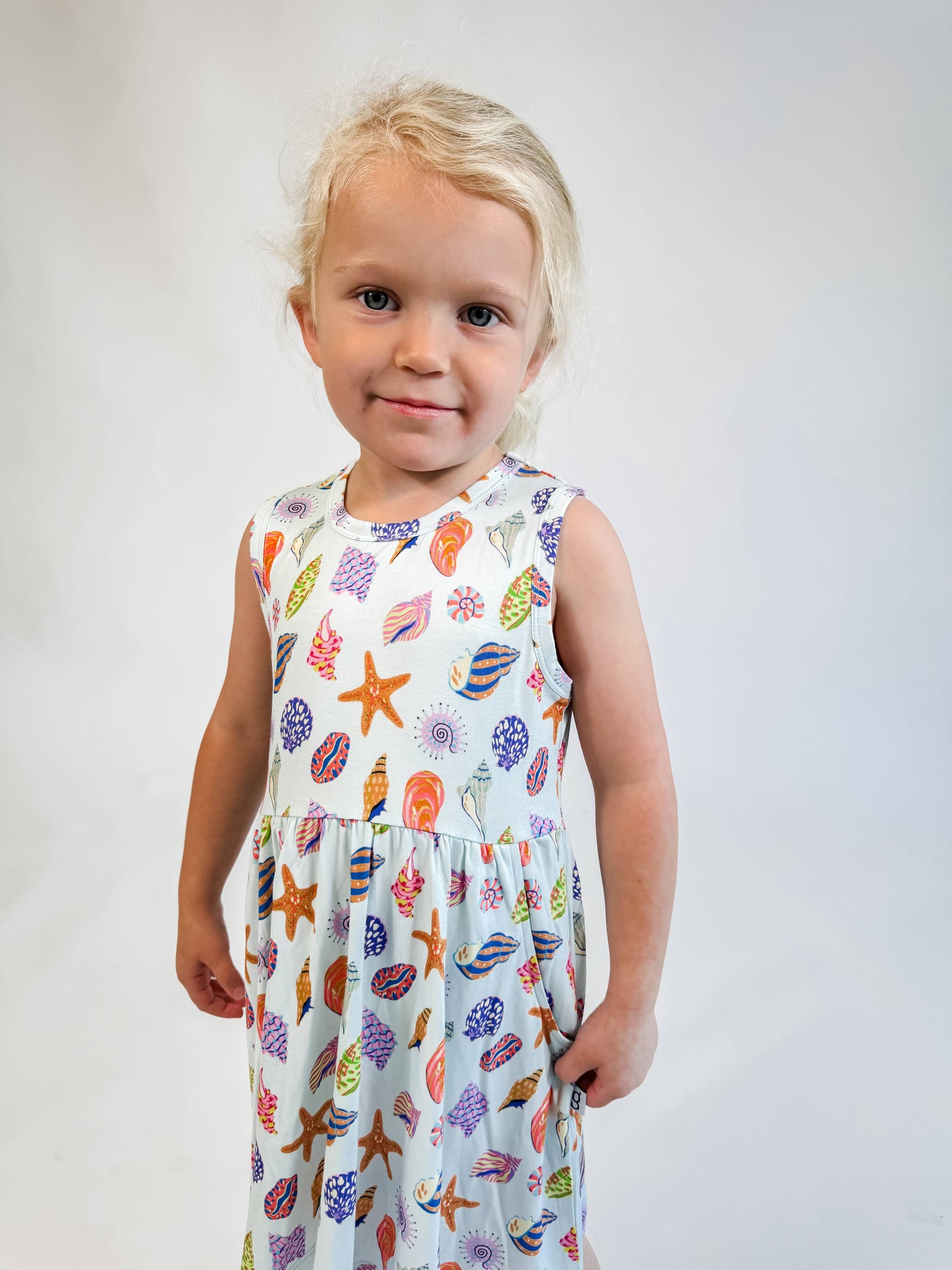 Beach Seashells - Sleeveless Pocket Dress