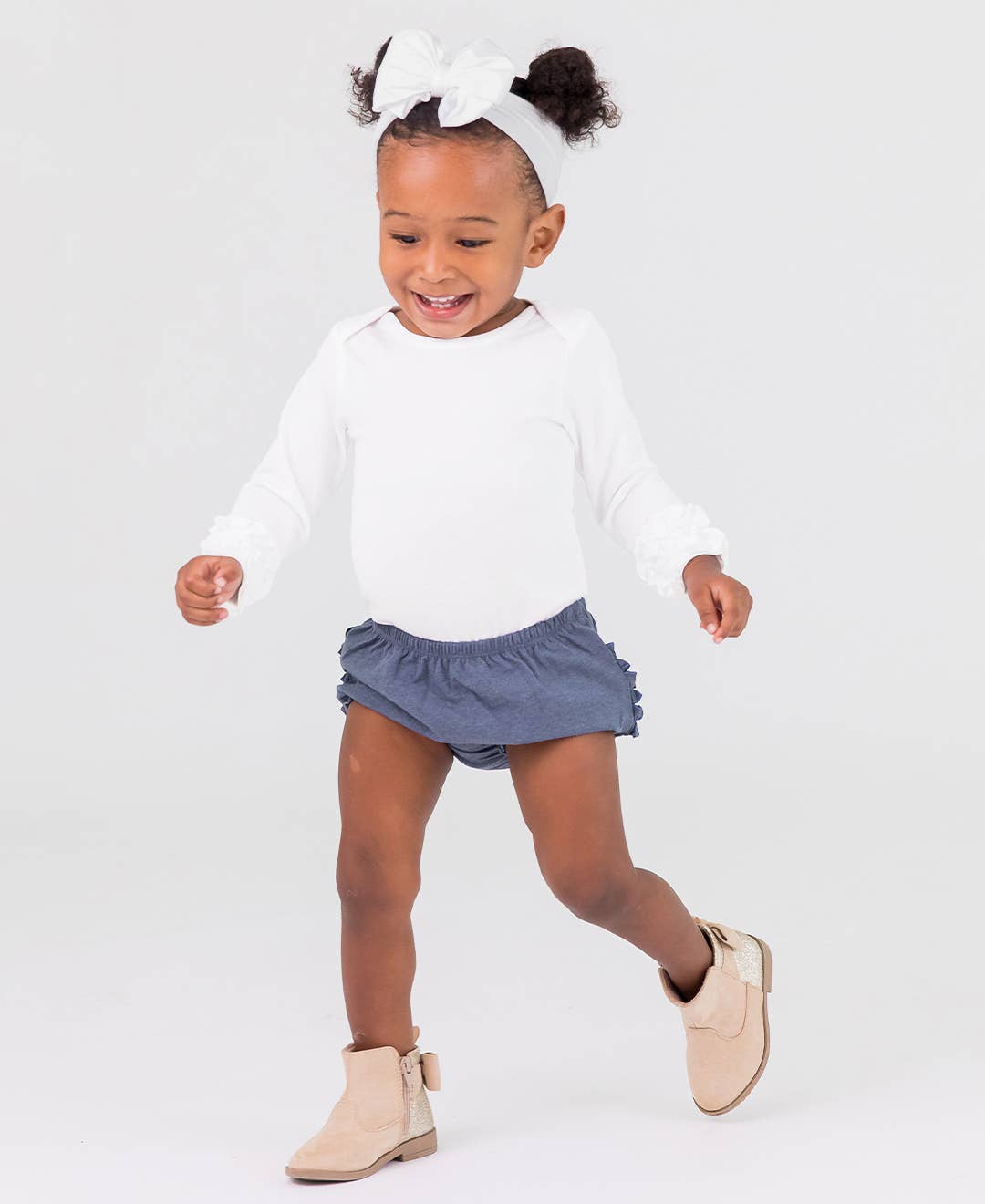 Baby Girls Faux Denim Knit RuffleButt Bloomer