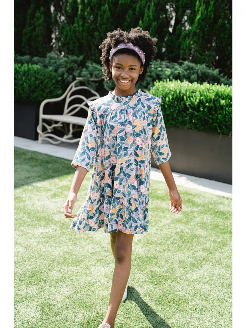 Jade Fruit and Leaves Eva Dress