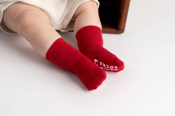 Baby Socks in Red, Ivory, Wine