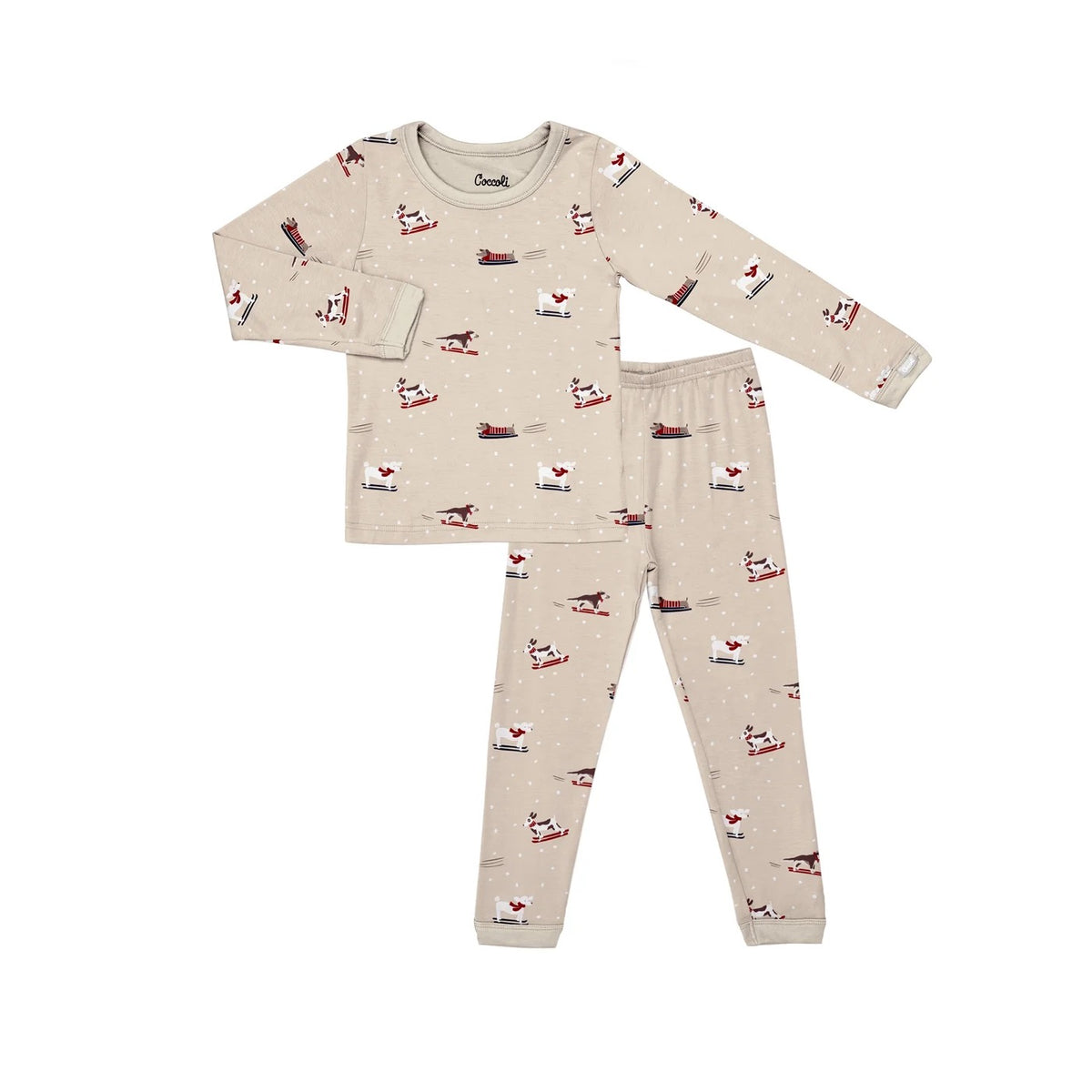 Ski Dogs On Oatmeal 2 Pc Pajamas