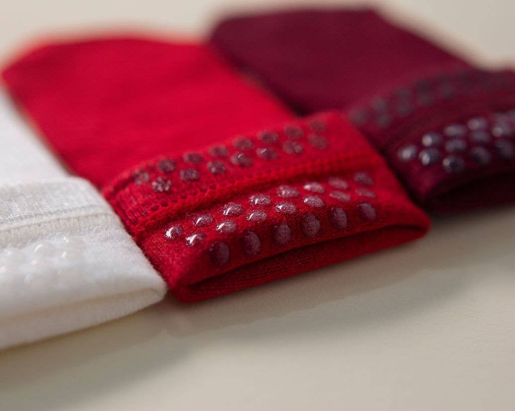 Baby Socks in Red, Ivory, Wine