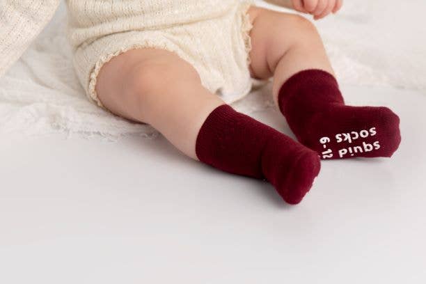 Baby Socks in Red, Ivory, Wine