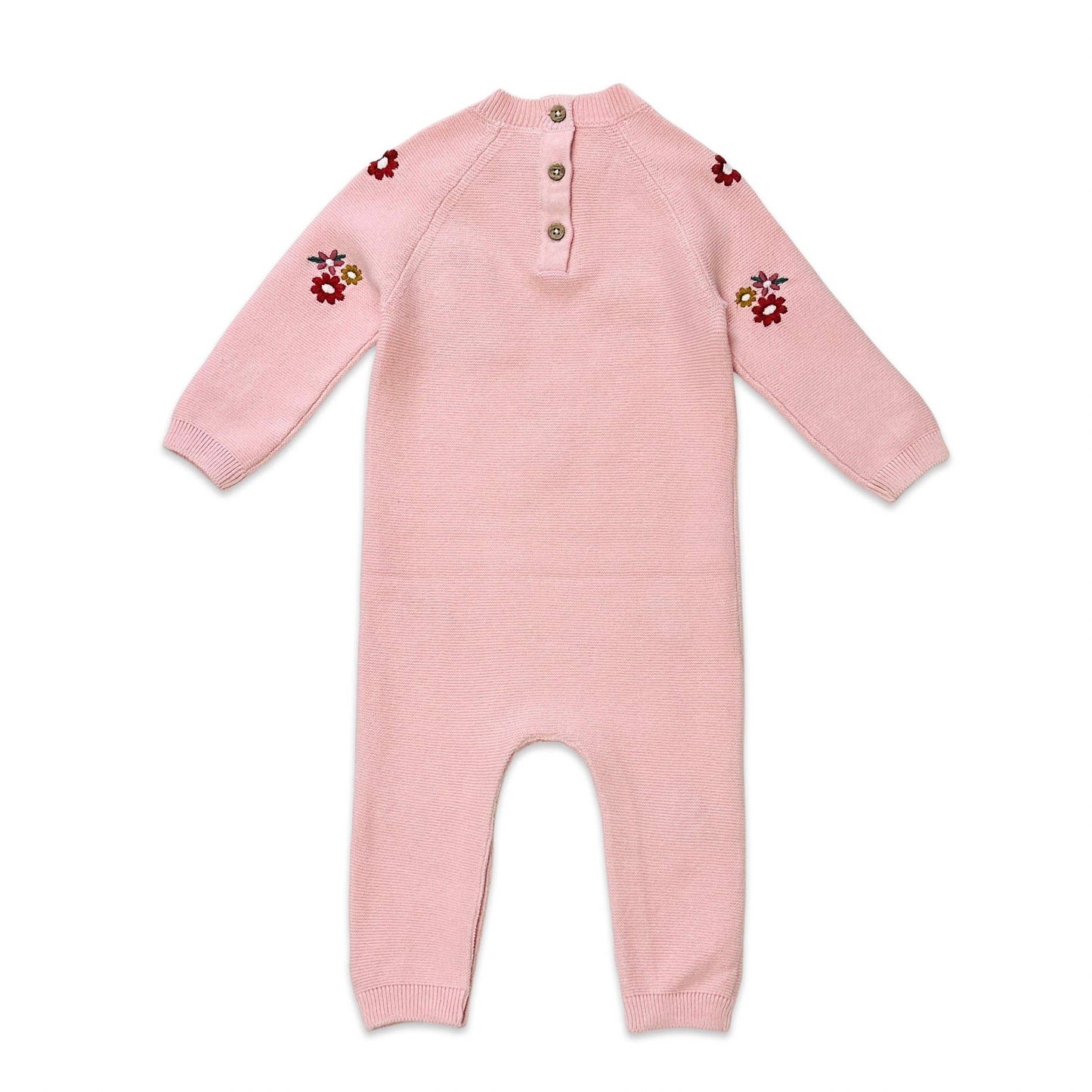 Floral Pink Knit Baby Jumpsuit
