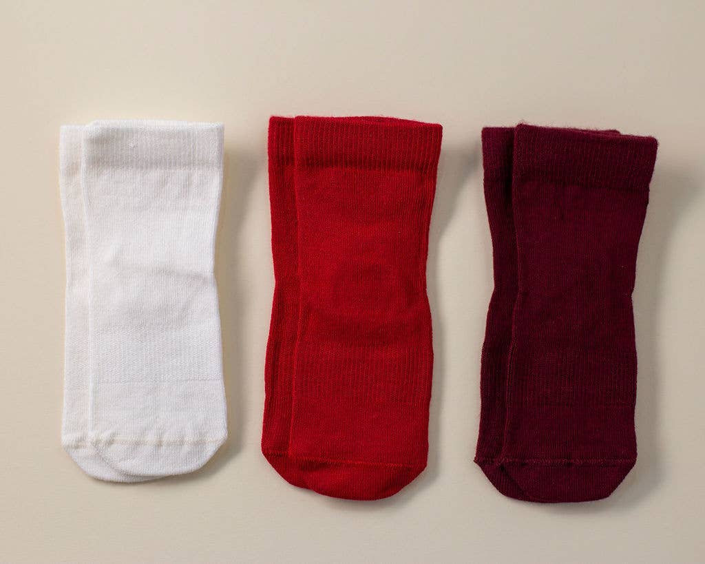 Baby Socks in Red, Ivory, Wine