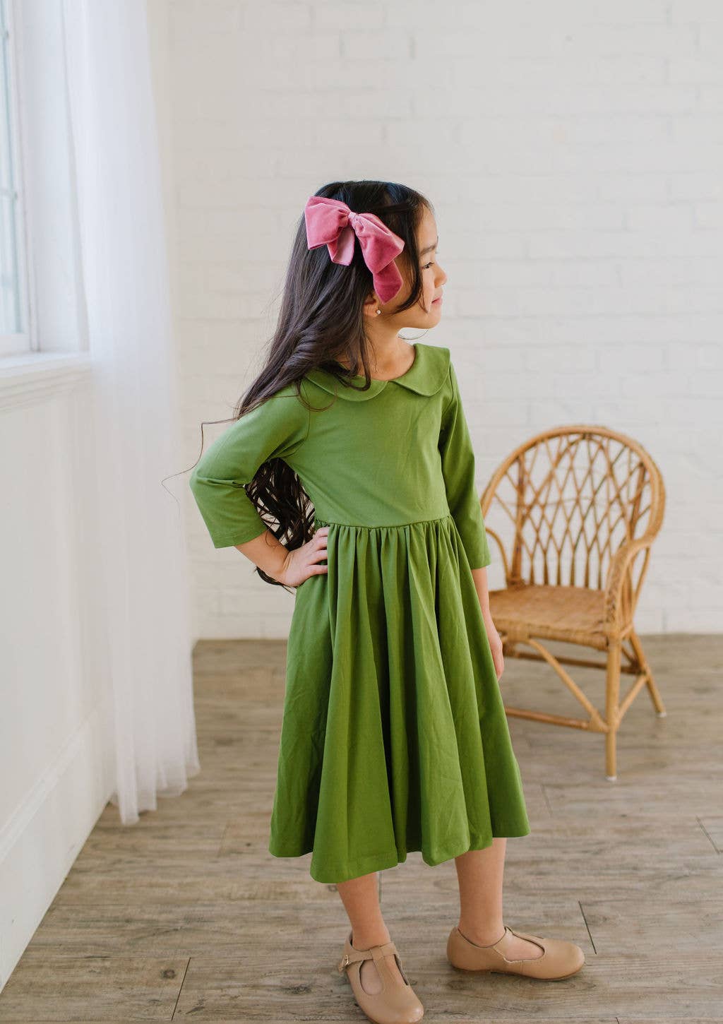 Rubina Dress in Moss Green