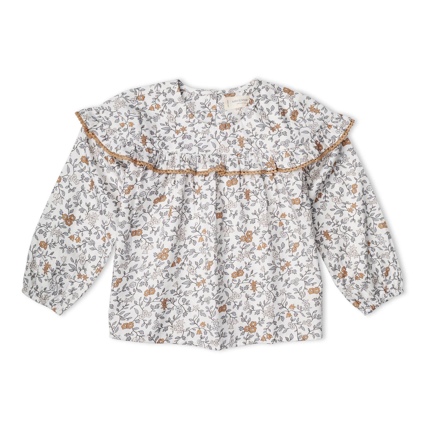 Organic Ruffle Cotton Blouse - Ivy