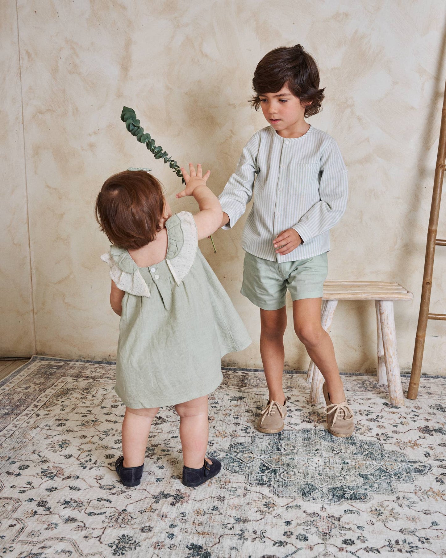 Green Linen Boys' Shorts