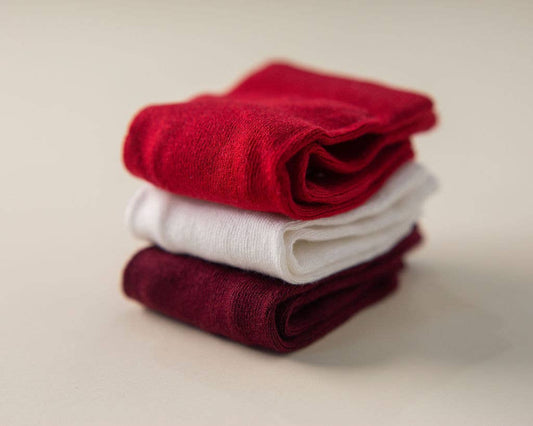 Baby Socks in Red, Ivory, Wine
