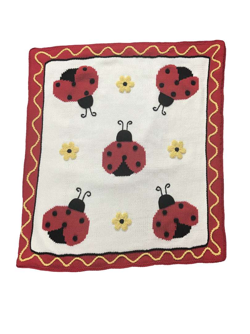 Lady bugs and Daisies Knit Blanket