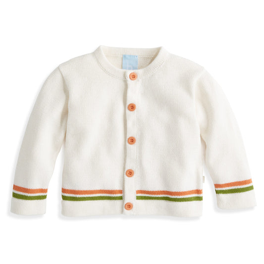 Ivory with Green/Orange Baker Cardigan