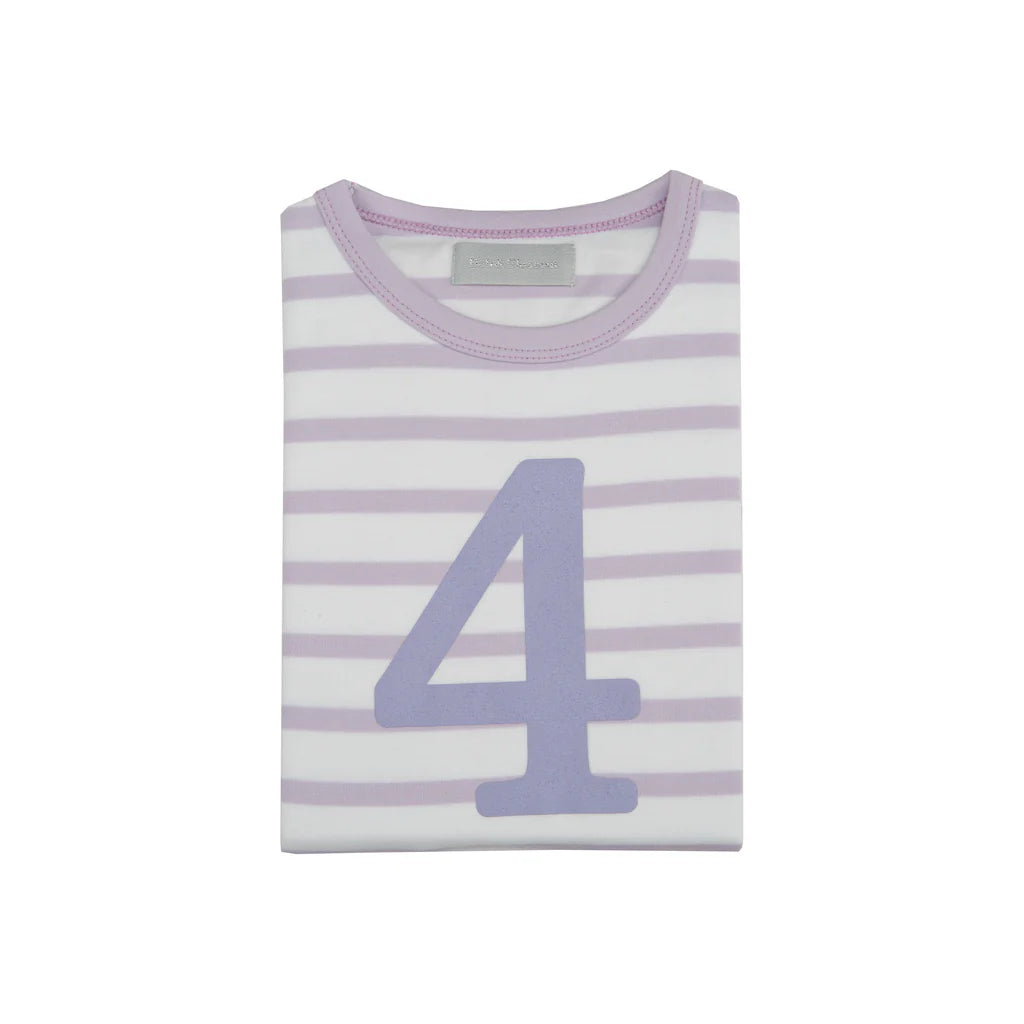 Violet/ White Breton Striped Number T-Shirt