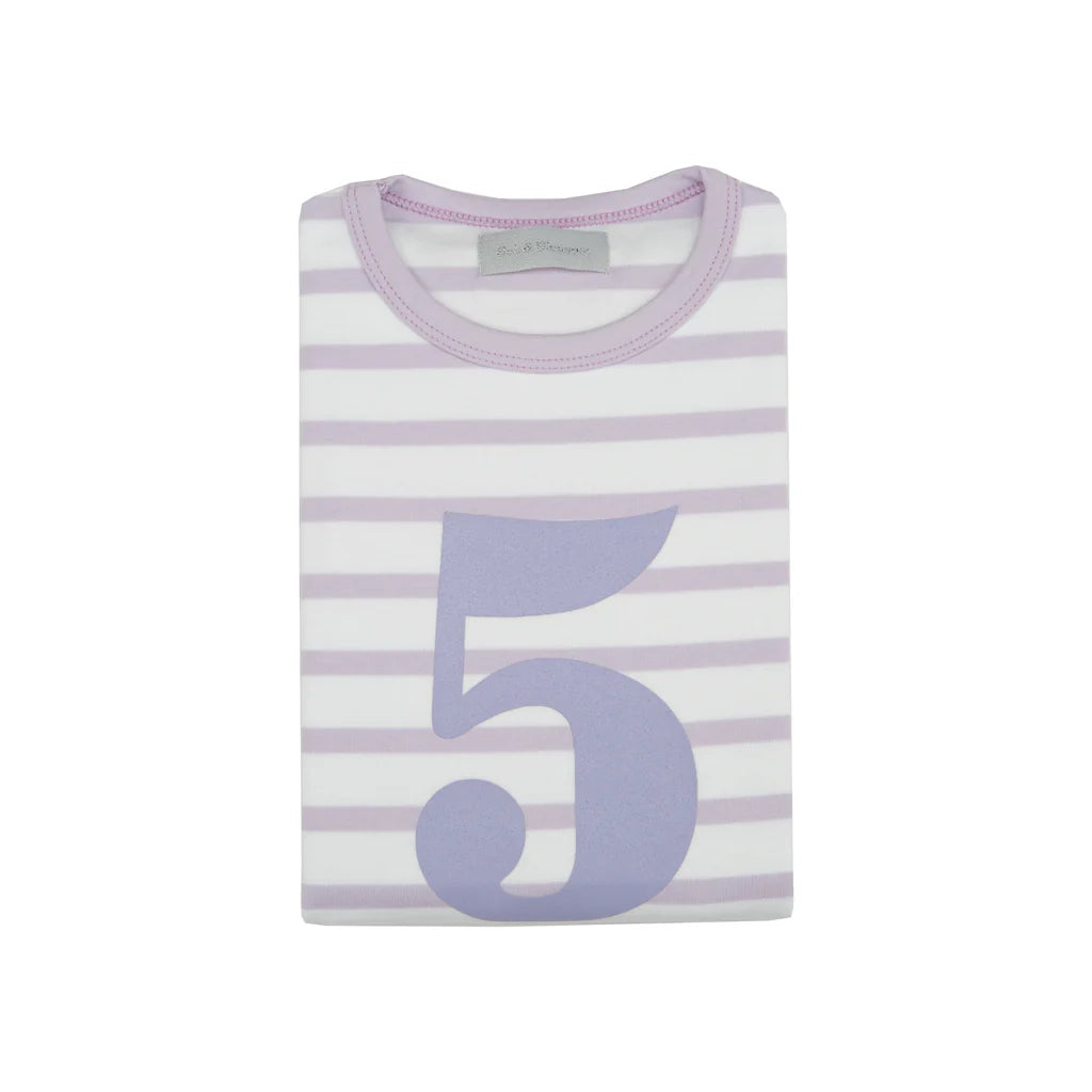Violet/ White Breton Striped Number T-Shirt