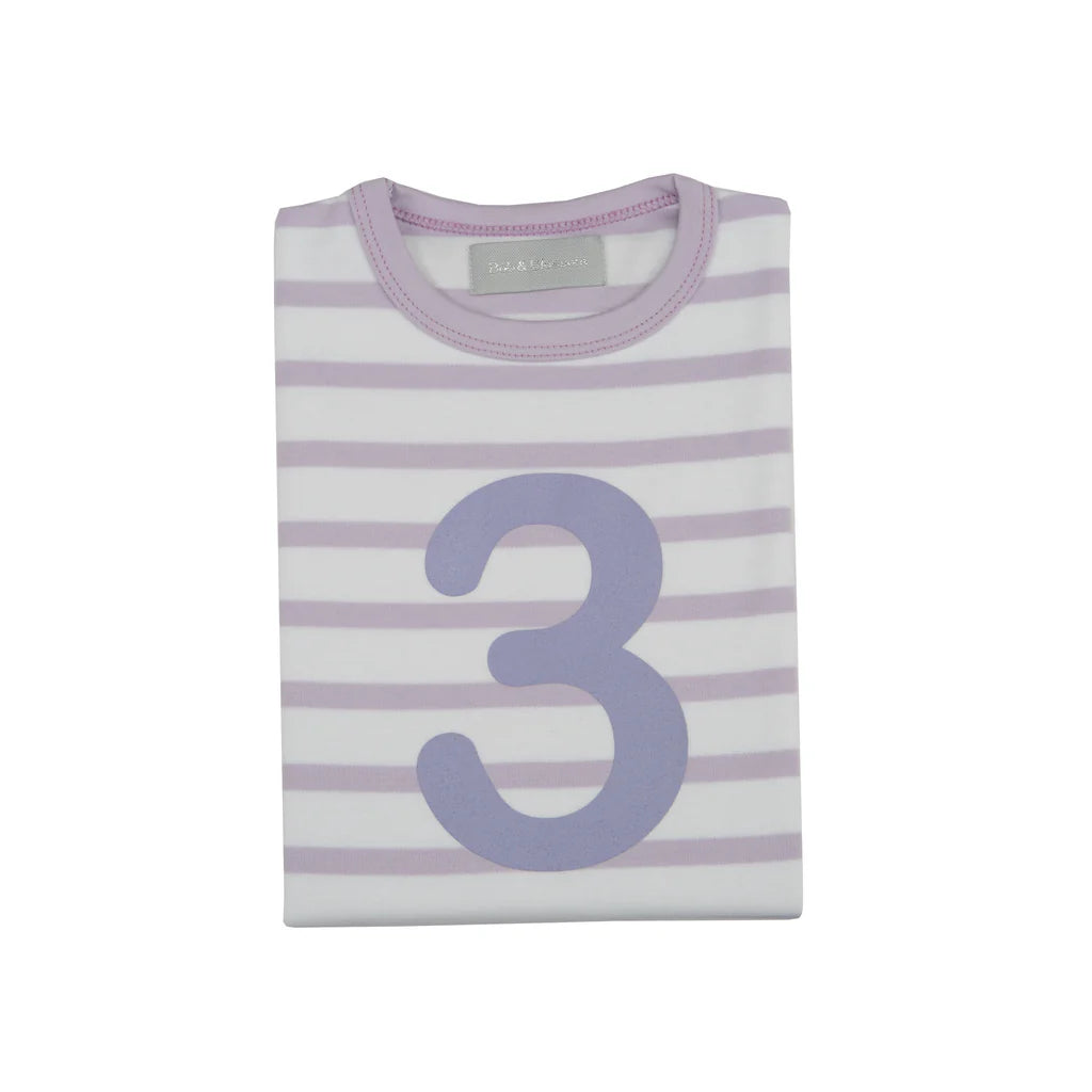Violet/ White Breton Striped Number T-Shirt
