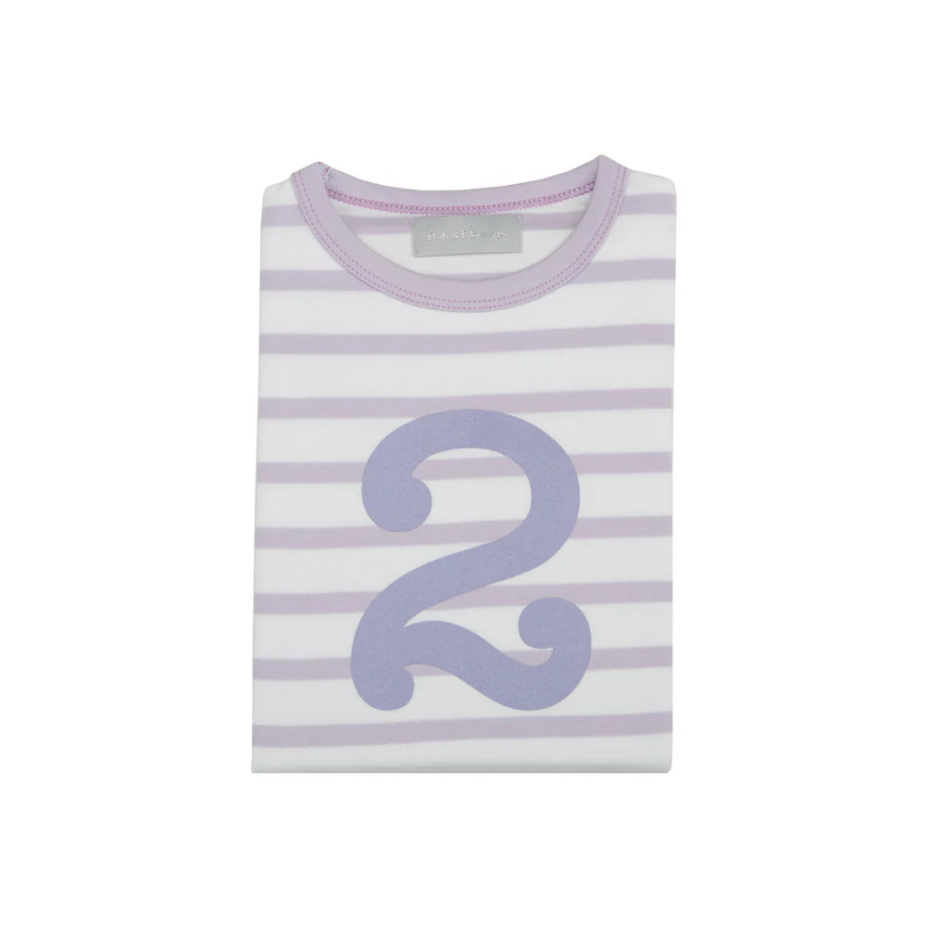 Violet/ White Breton Striped Number T-Shirt