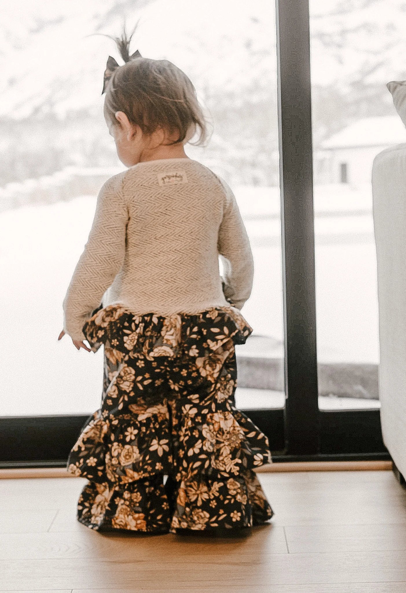 Double Ruffle Blue Floral Pant