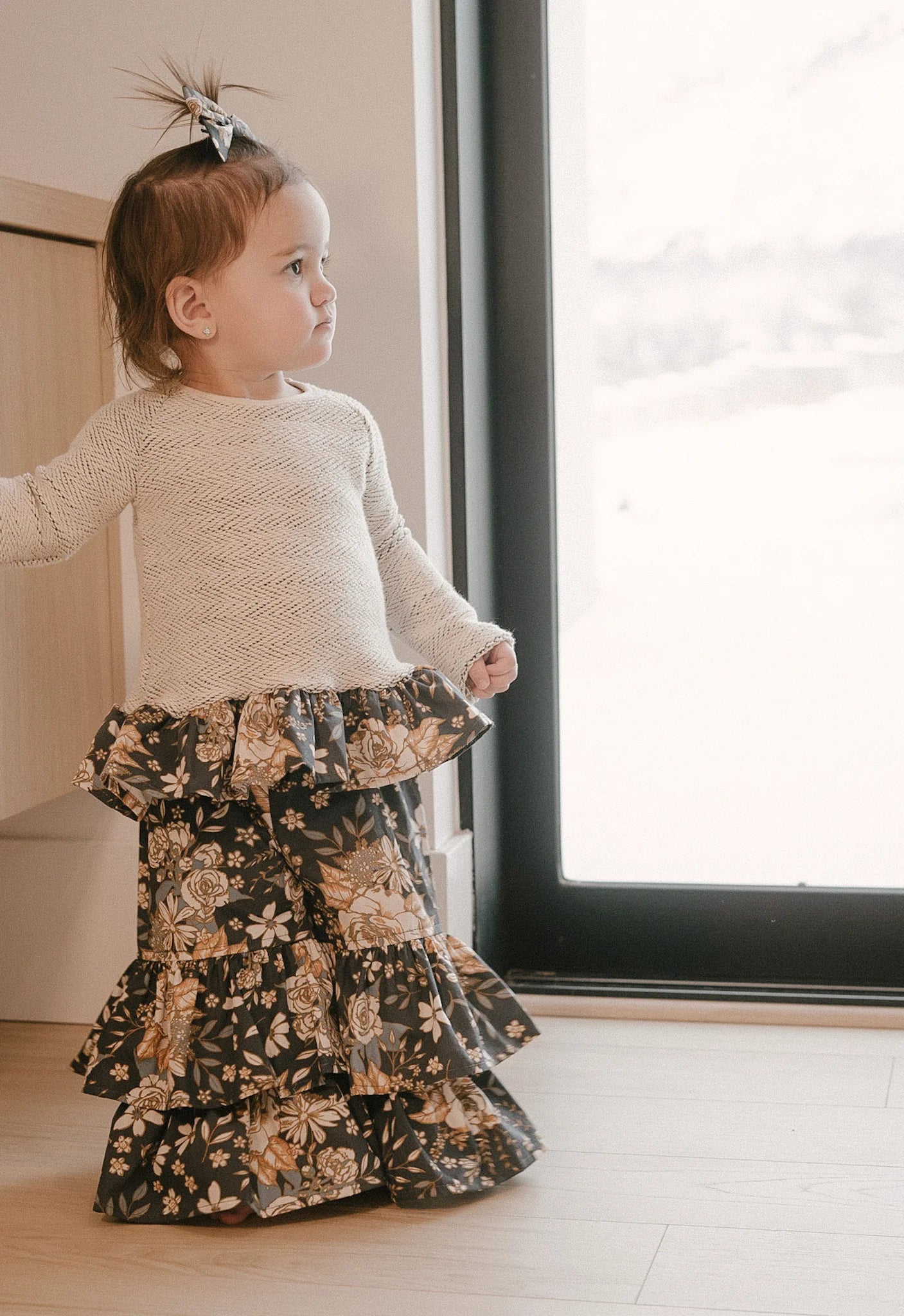 Double Ruffle Blue Floral Pant