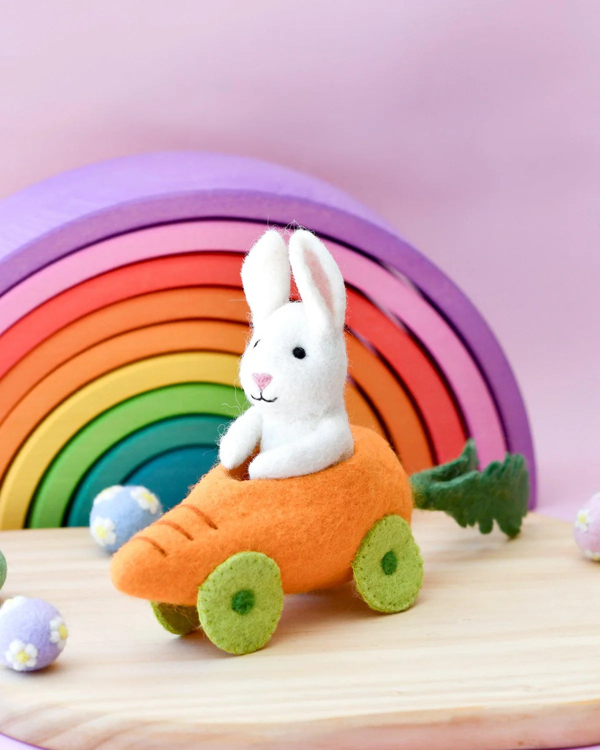 Felt Rabbit in Carrot Car