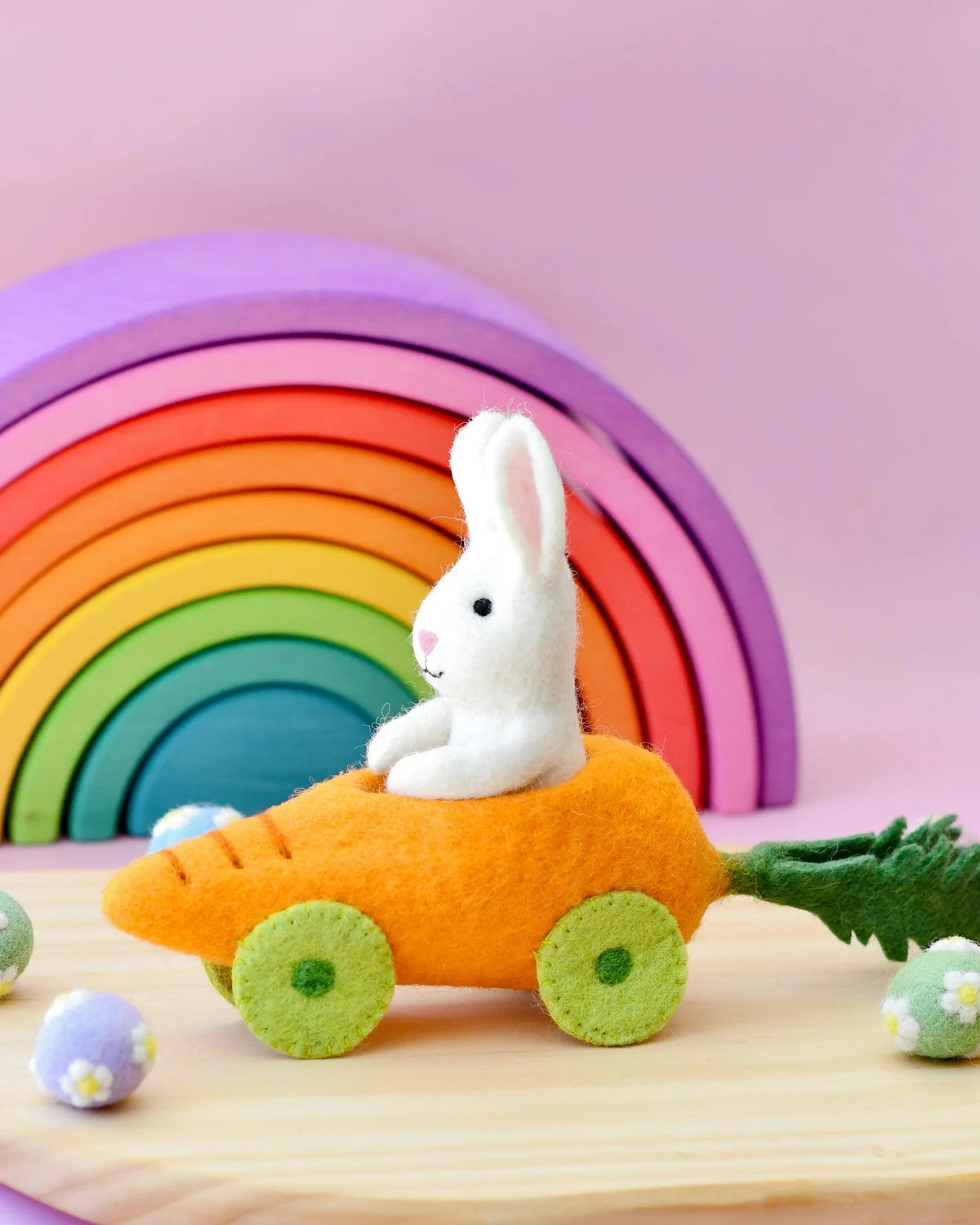 Felt Rabbit in Carrot Car