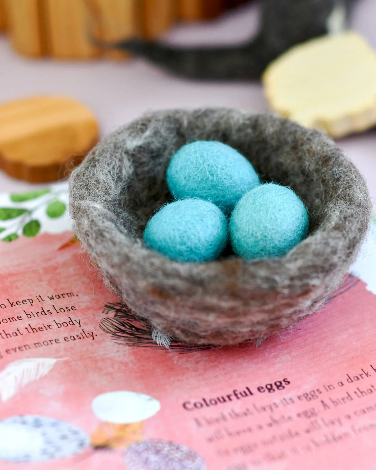 Felt Nest with Robin Eggs