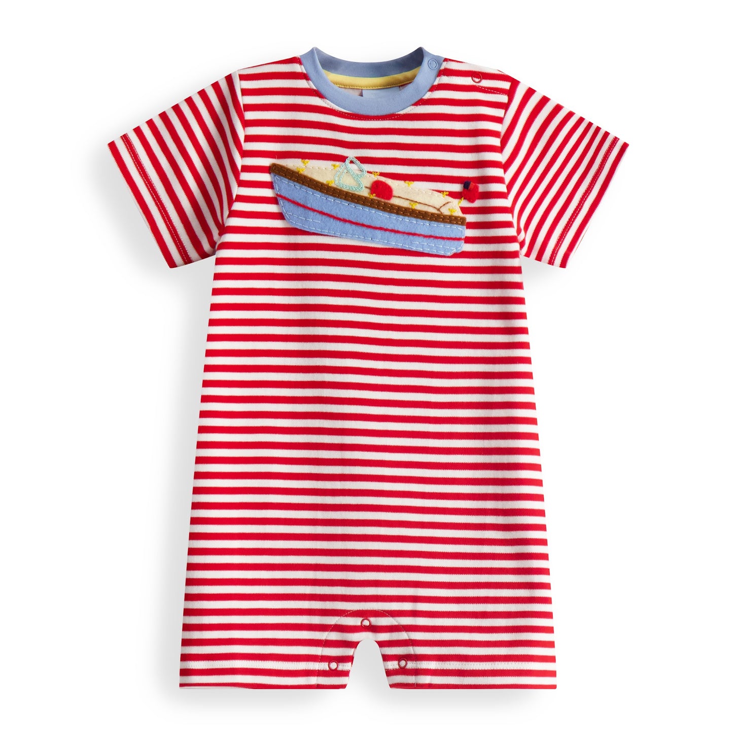 Striped Applique Boat Romper