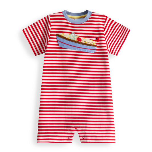 Striped Applique Boat Romper