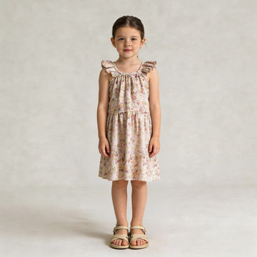 Organic Pastel Bloom Tiered Dress