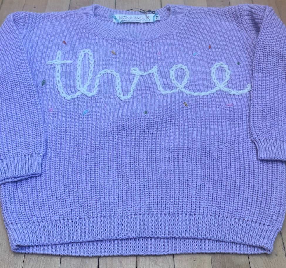 "THREE" Birthday Sweater