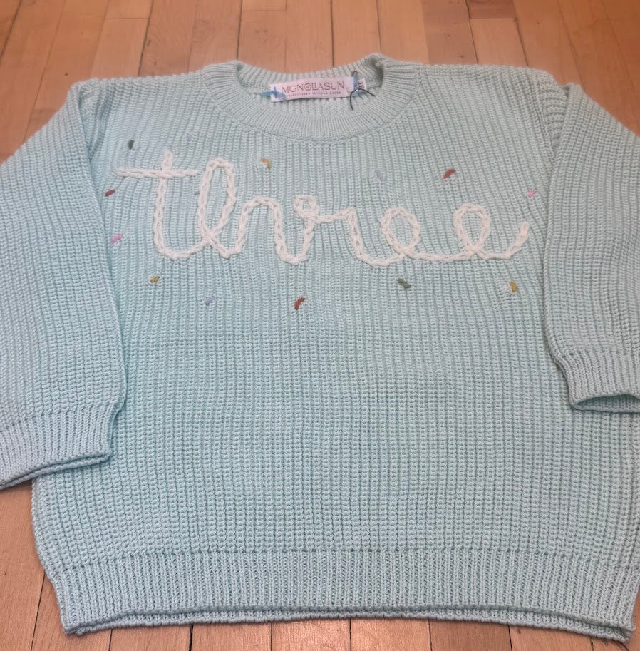 "THREE" Birthday Sweater