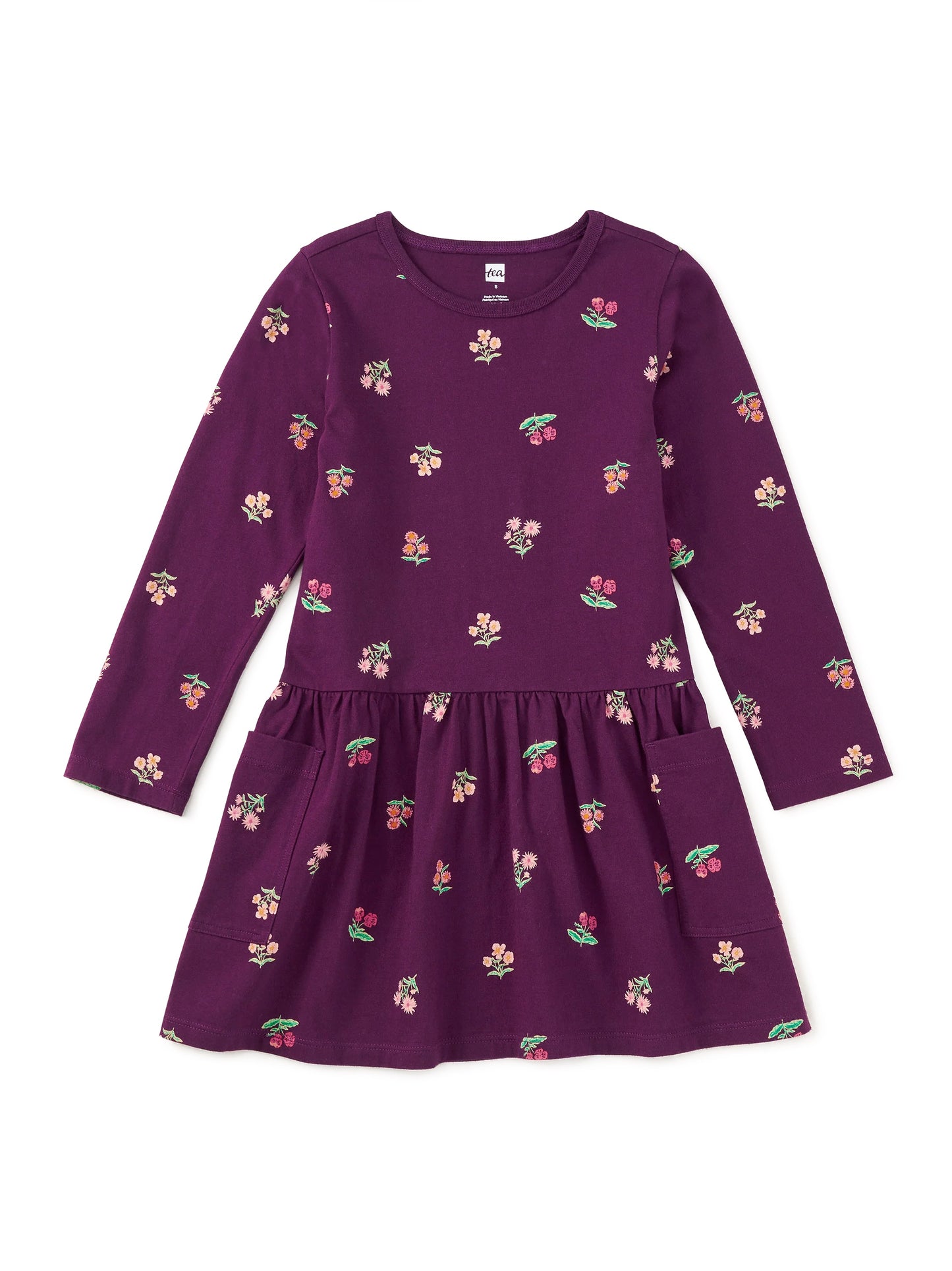 Midnight Posy LS Pocket Dress