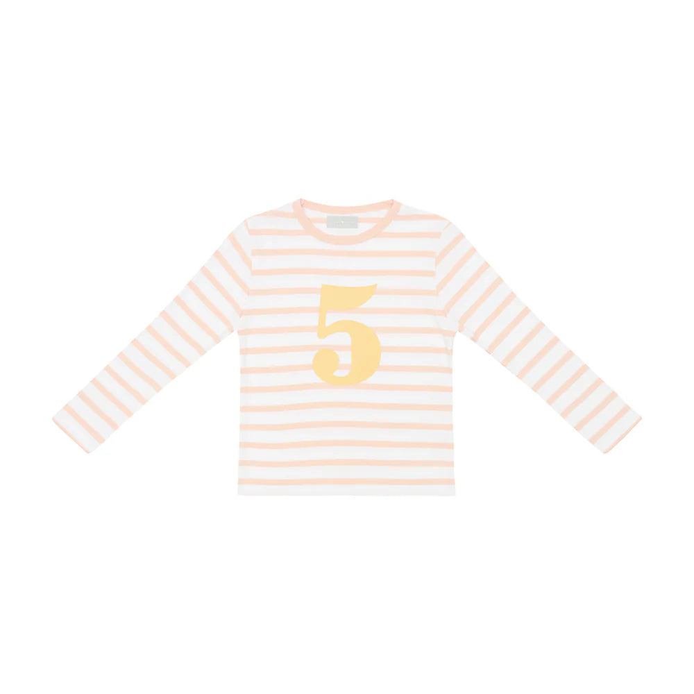 Pink/White Striped Tee (Marigold Number)