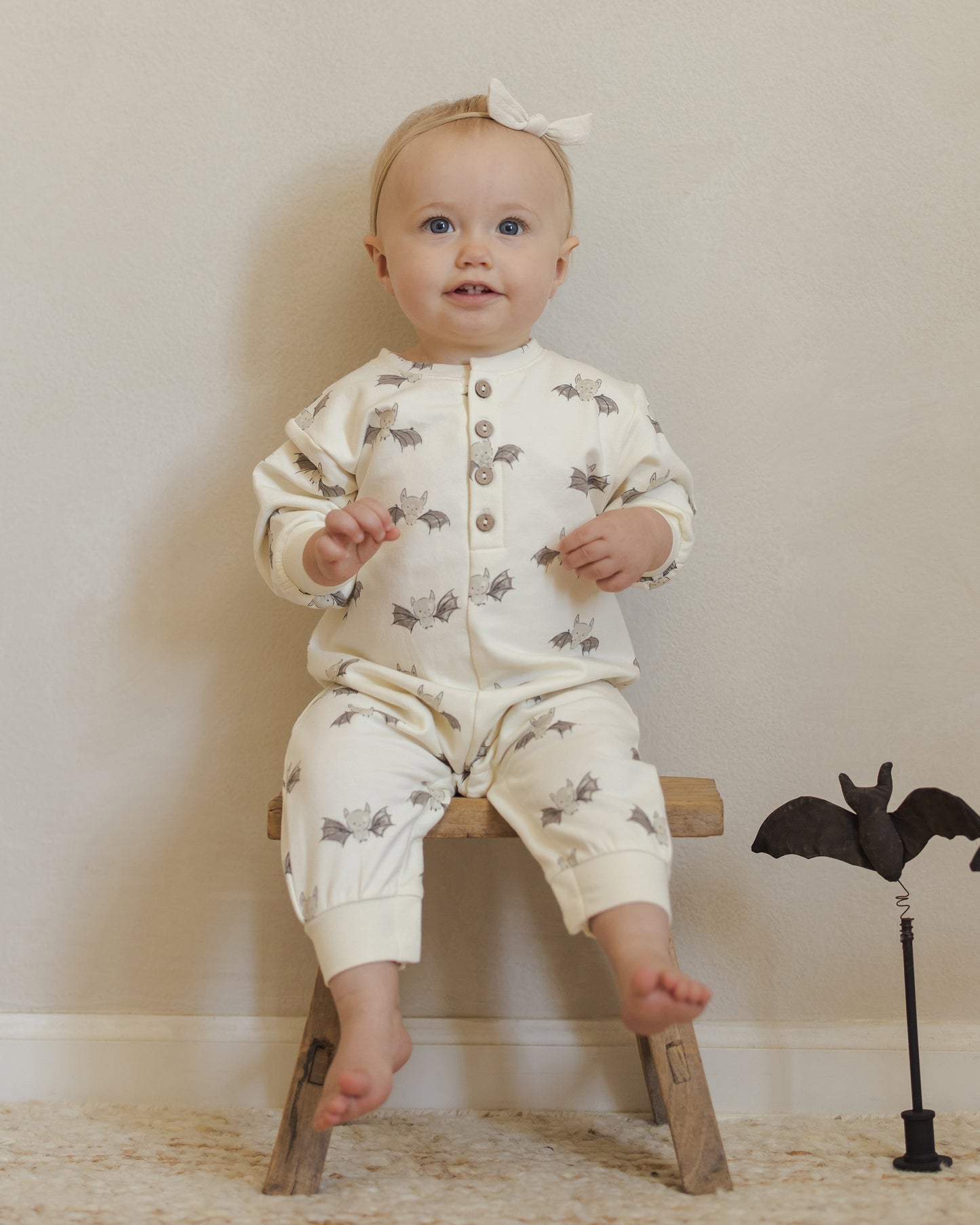 Relaxed Fleece Bats Jumpsuit