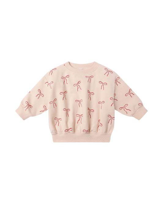 Relaxed Red Bows Fleece Sweatshirt