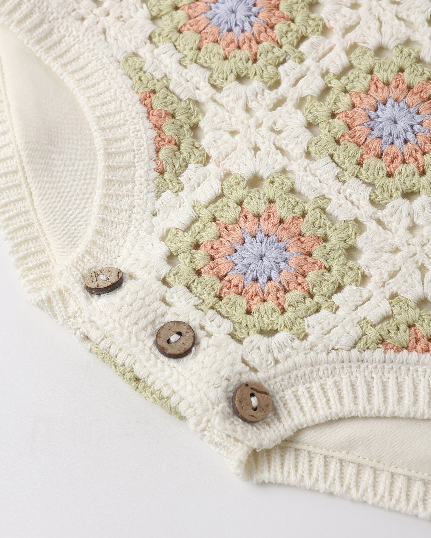 Citron Daisy Check Crochet Romper