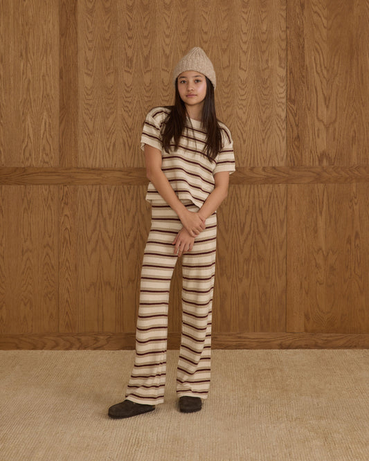 Teen Wide Leg Burgundy Stripe Pants
