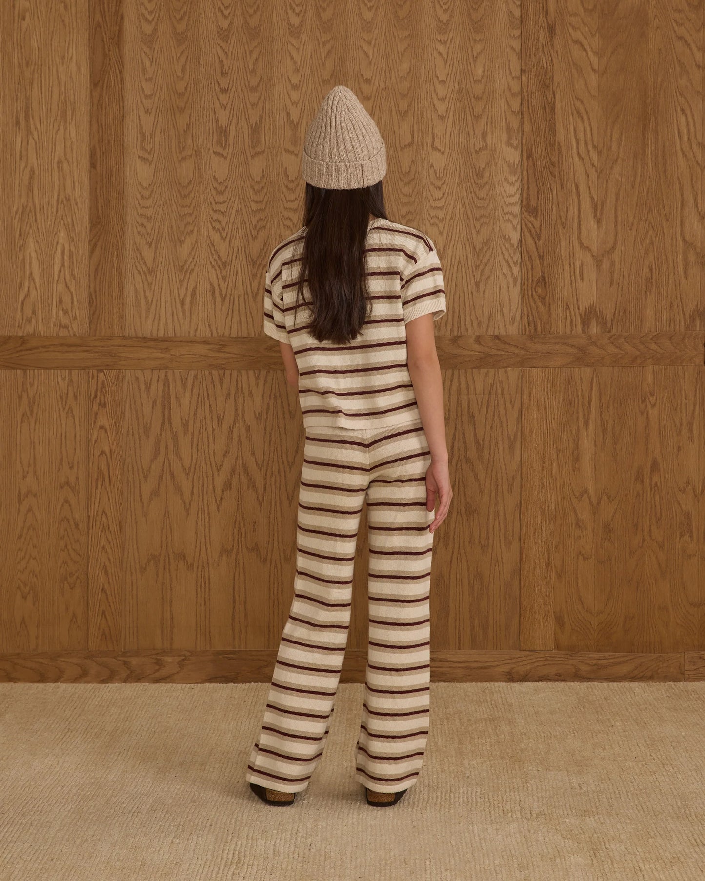 Teen Wide Leg Burgundy Stripe Pants