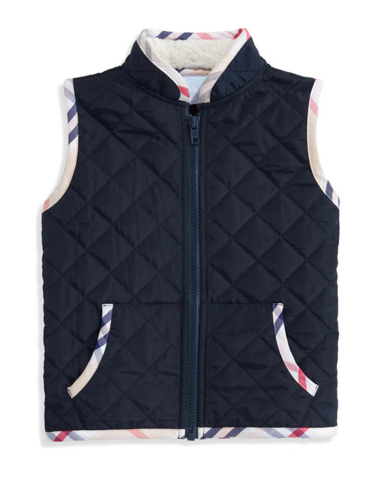 Printed Trim Puffer Vest