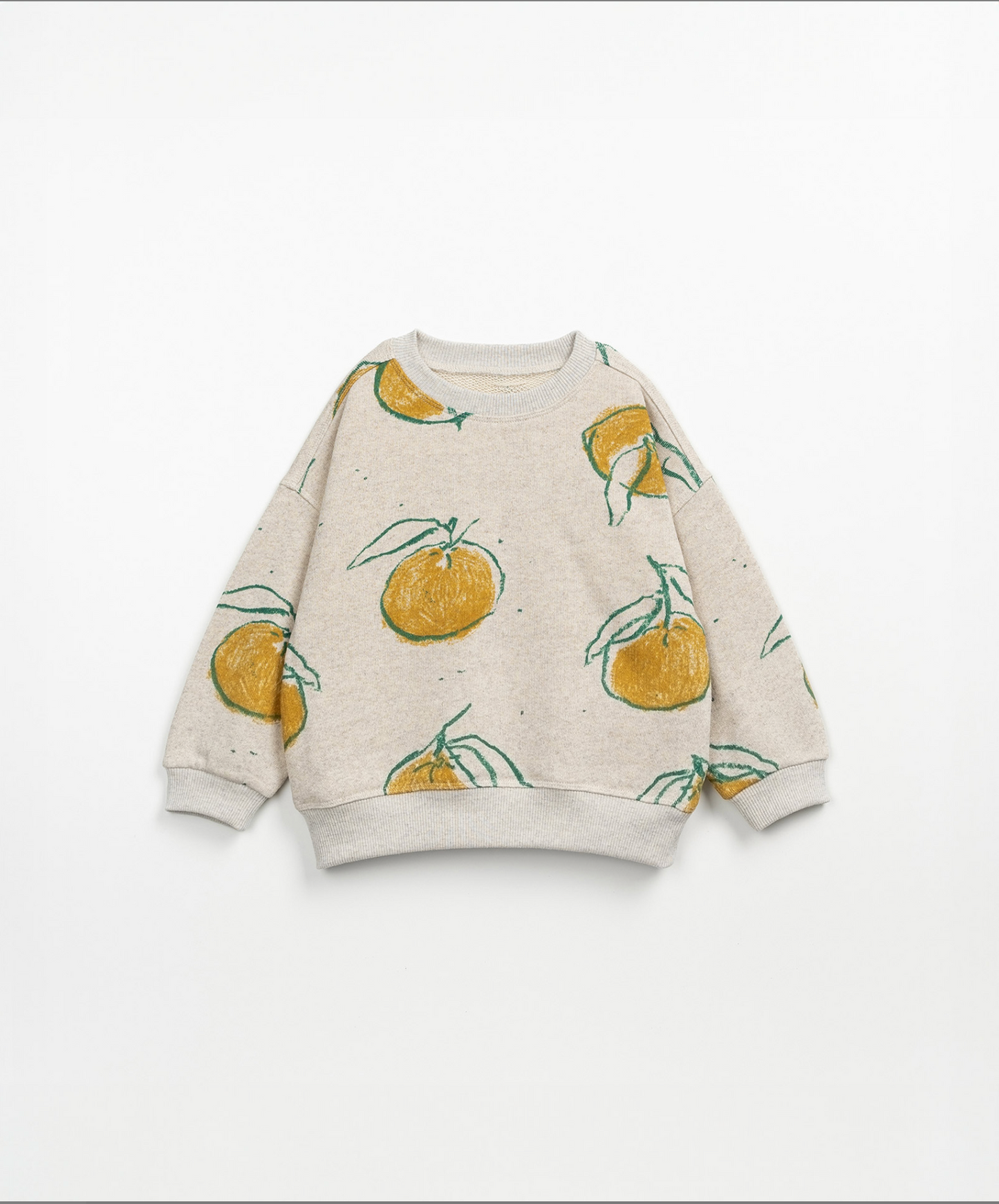 Printed Orange & Leaf Fleece Sweater