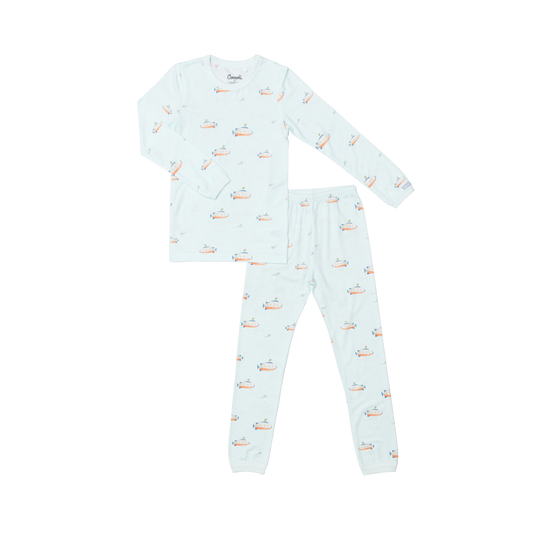 Submarine on Spa Blue 2-Piece Pajamas