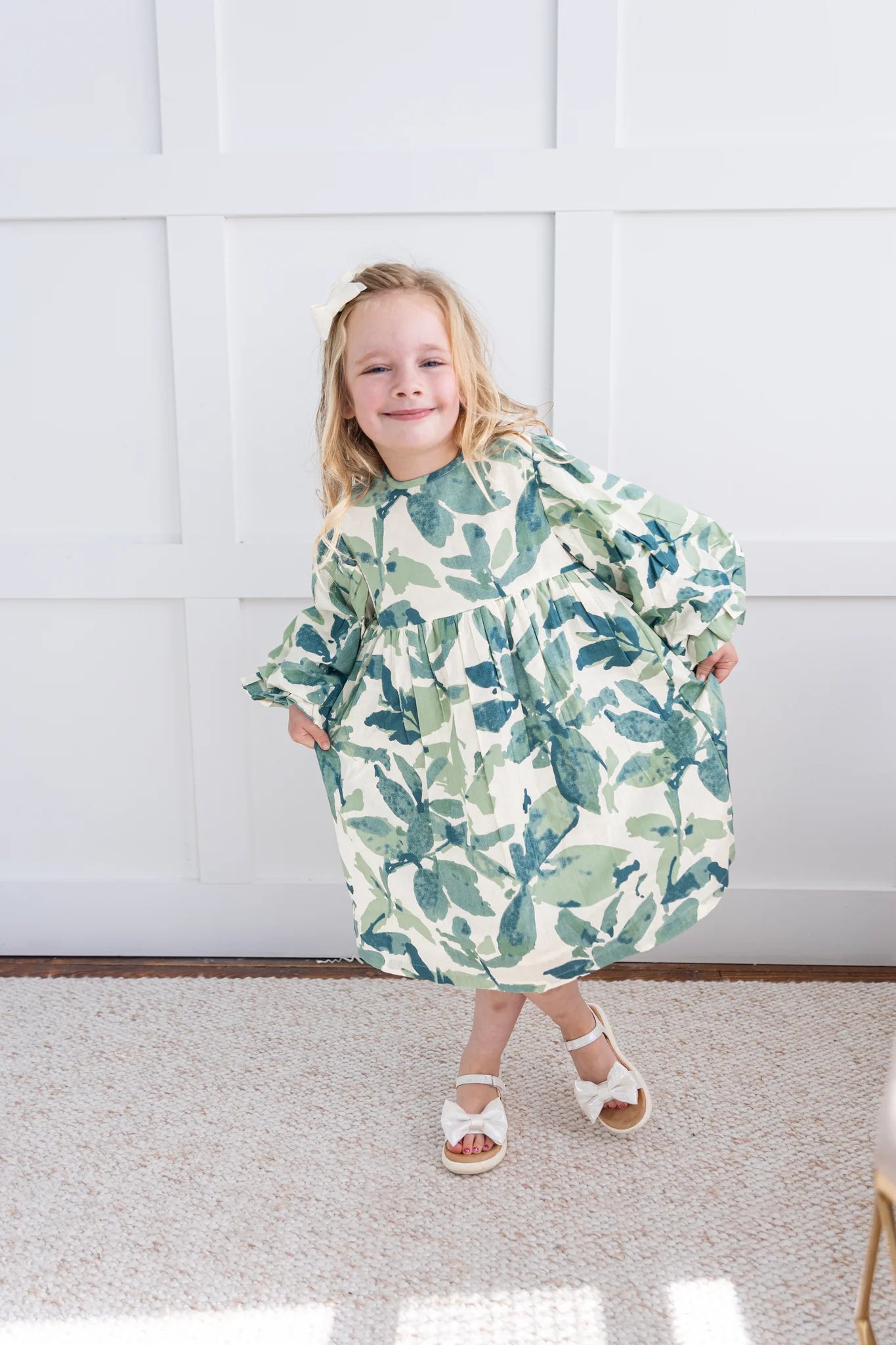 Sage Leaf Sleeve Dress