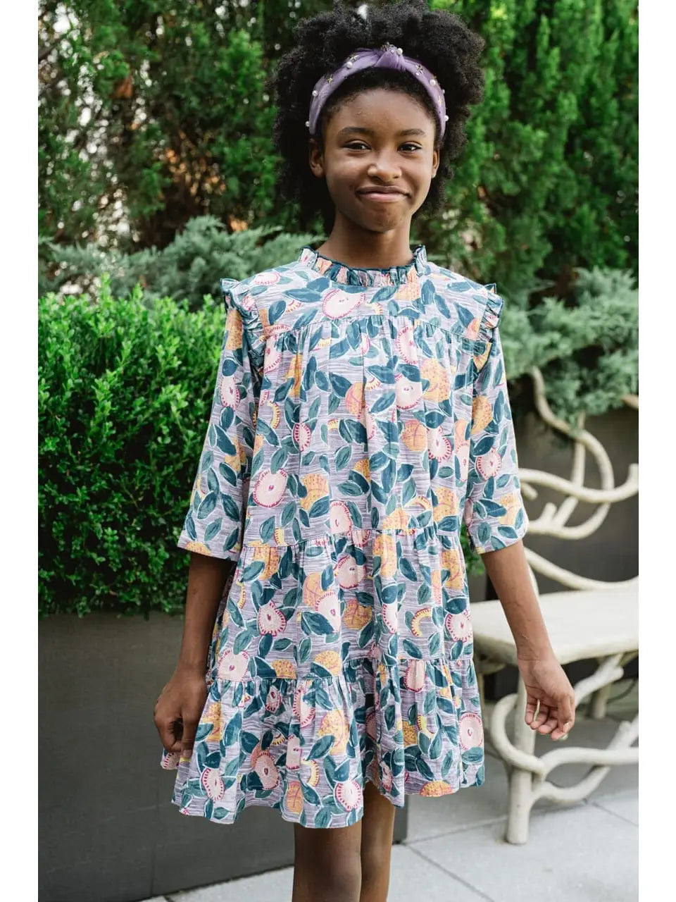 Jade Fruit and Leaves Eva Dress