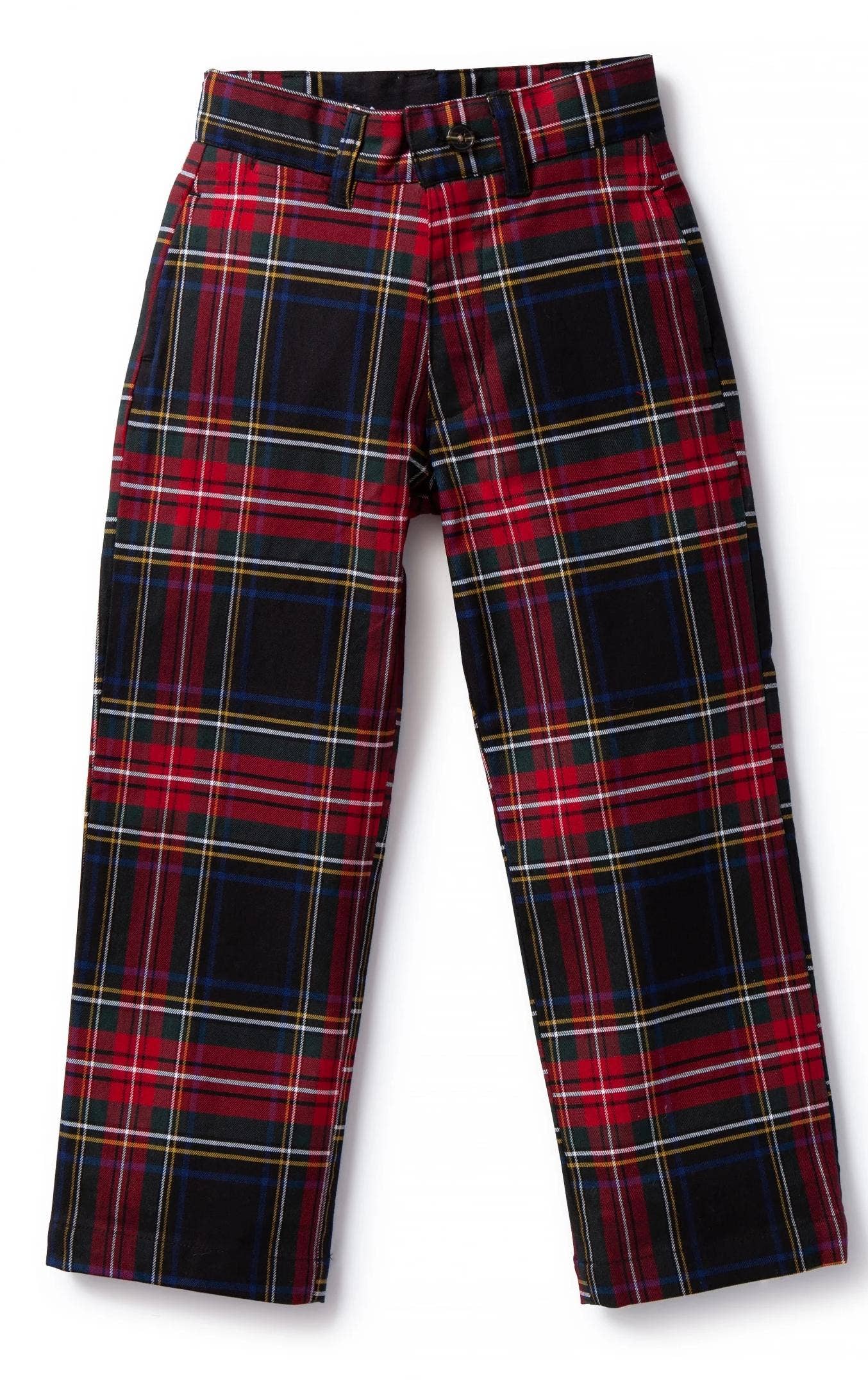Boys Stretch Twill Black Stewart Plaid Port Pant